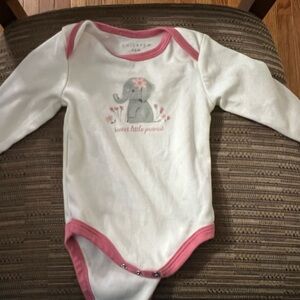 Chick Pea Cream and Pink Elephant Bodysuit